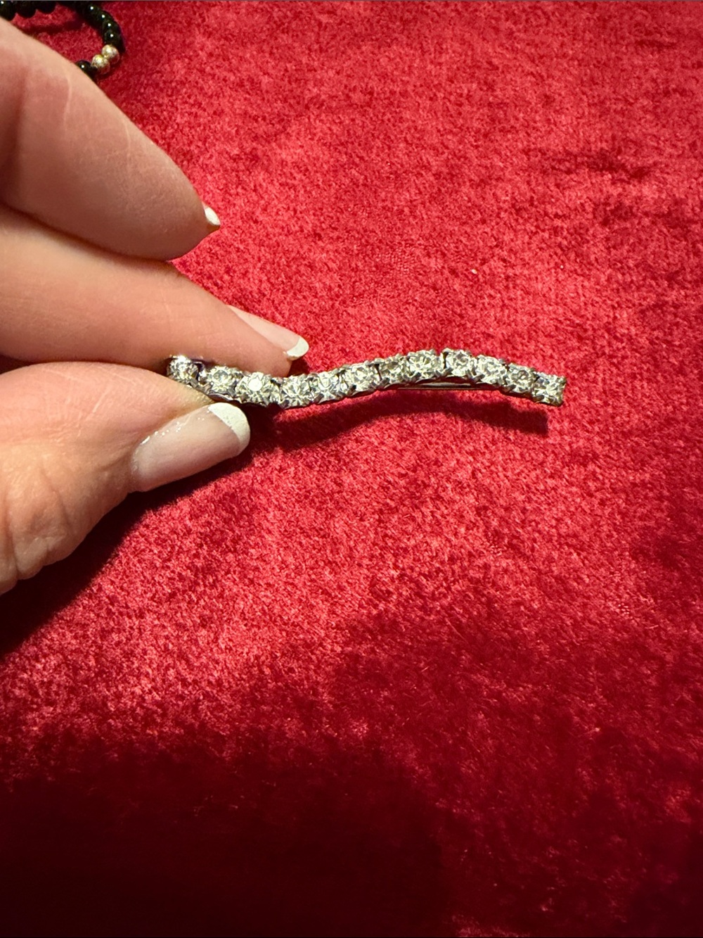 Crystal Bar Hair Clip vintage rhinestone 1 stone darker; not noticeable on